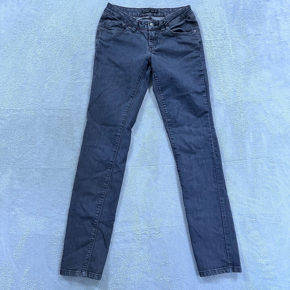 prAna Jean Women 2/26 Gray Denim Organic Skinny Stretch Y2K Grunge
